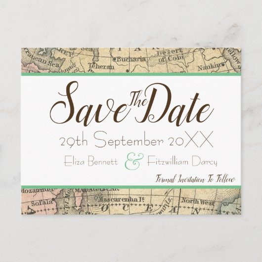 Vintage-Karte Save the Date Postkarte (Vorderseite)