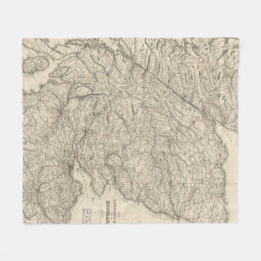 Vintage Karte Schottlands (1855) Fleecedecke (Vorderseite (Horizontal))