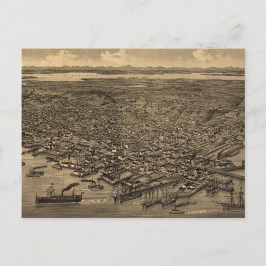 Vintage Karte Seattles (1884) (Vorderseite)