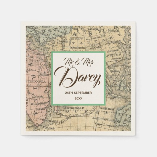 Vintage Karte Serviette (Vorderseite)