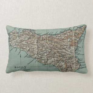 Vintage Karte Siziliens (1911) Lendenkissen