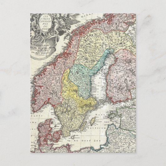 Vintage Karte Skandinaviens (1730) (Vorderseite)