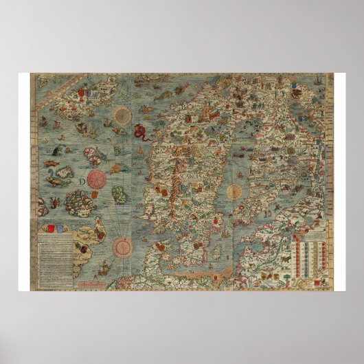 Vintage Karte Skandinaviens Poster (Vorne)