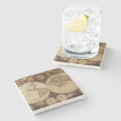 Vintage Karte Steinuntersetzer (Seitenansicht)