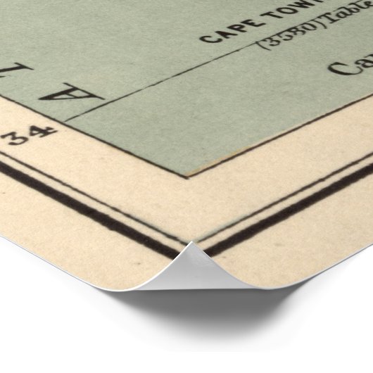 Vintage Karte Südafrikas (1889) Poster (Ecke)