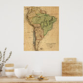Vintage Karte Südamerikas (1821) Poster (Küche)