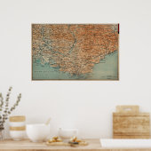 Vintage Karte Südfrankreich (1914) Poster (Küche)