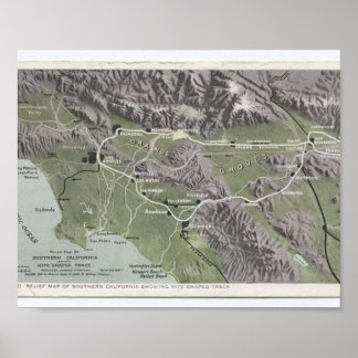 Vintage Karte Südkaliforniens von 1898 Canva Poster