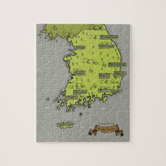 Vintage Karte Südkoreas Puzzle (Vertikal)