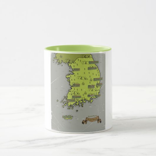 Vintage Karte Südkoreas Tasse (Zentrum)