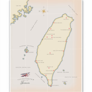 Vintage Karte Taiwan Aufkleber