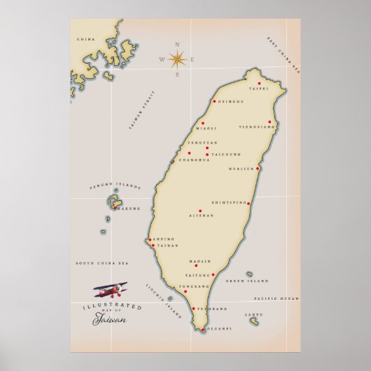 Vintage Karte Taiwan Poster (Vorne)