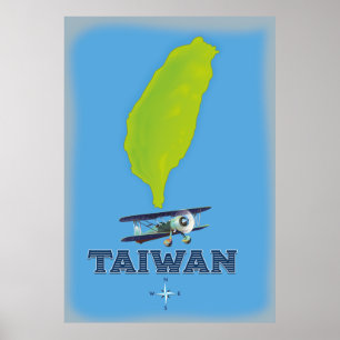 Vintage Karte Taiwan Poster