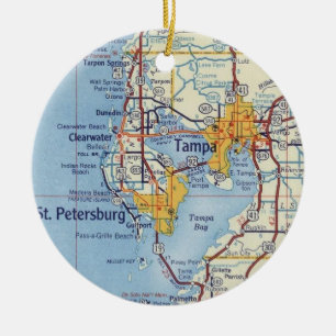 Vintage Karte Tampa Florida Keramik Ornament
