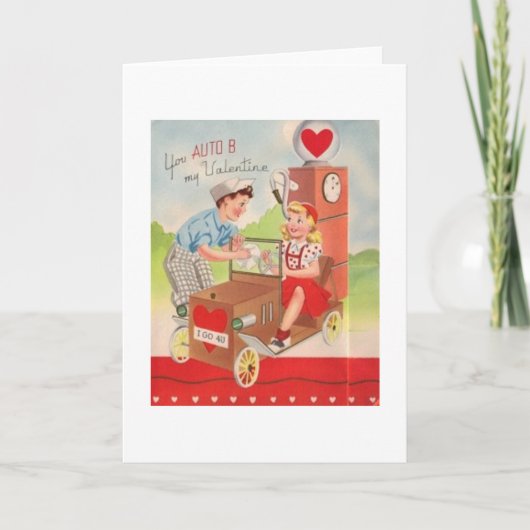 Vintage Karte Tankstellevalentines Tages (Vorderseite)