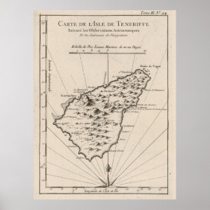Vintage Karte Teneriffas (1764) Poster