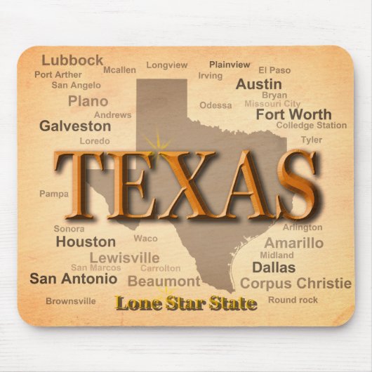 Vintage Karte Texas Mousepad (Vorne)