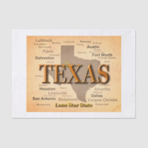 Vintage Karte Texas Seidenpapier