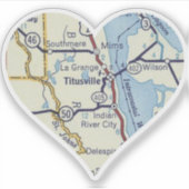 Vintage Karte Titusville Aufkleber (Vorderseite)