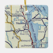 Vintage Karte Titusville FL Keramikornament (Vorderseite)