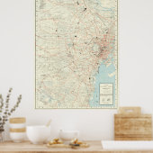 Vintage Karte Tokios (1954) Poster (Küche)