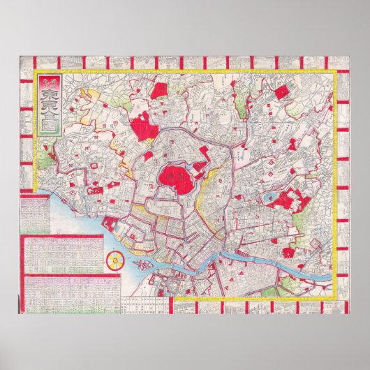 Vintage Karte Tokyos Japan (1880) Poster (Vorne)