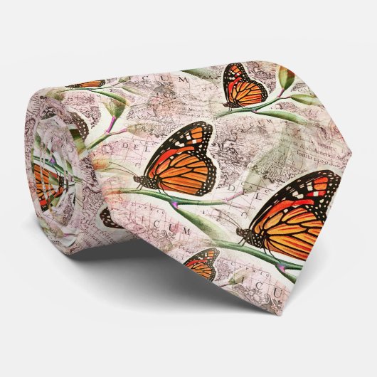 Vintage Karte und Butterfly Necktie Krawatte (Gerollt)