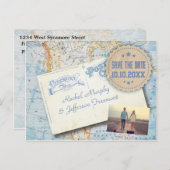 Vintage Karte und PostkartenWedding speichern Sie (Vorne/Hinten)