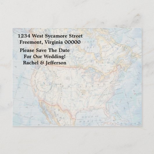 Vintage Karte und PostkartenWedding speichern Sie (Rückseite)