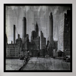 Vintage Karte und Retro-Foto von New York City Poster