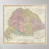 Vintage Karte Ungarns (1799) Poster (Vorne)