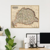 Vintage Karte Ungarns (1817) Poster (Heimbüro)