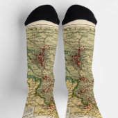 Vintage Karte Virginia-Schlachten während des Zivi Socken (Oben)