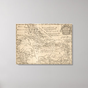 Vintage Karte vom karibischen (1763) Leinwanddruck