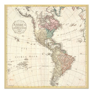 Vintage-Karte von 1796 der Amerikas Fotodruck
