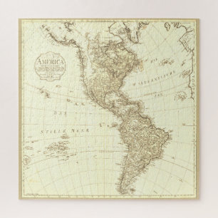 Vintage-Karte von 1796 der Amerikas, Sepia-Version Puzzle