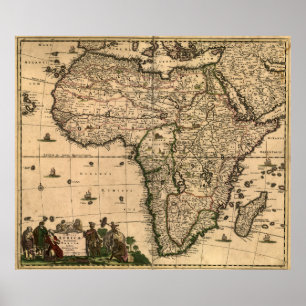 Vintage Karte von Afrika (1688) Poster