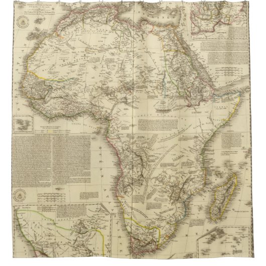 Vintage Karte von Afrika (1828) Duschvorhang (Vorderseite)