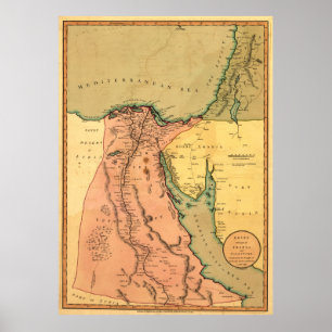 Vintage Karte von Ägypten (1800) Poster