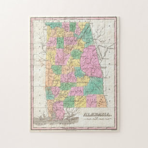 Vintage Karte von Alabama (1827) Puzzle