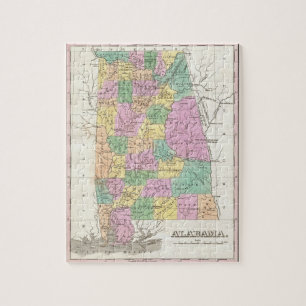 Vintage Karte von Alabama (1827) Puzzle