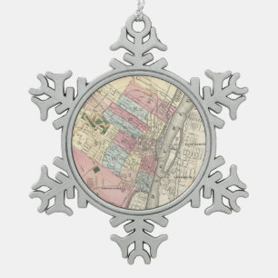 Vintage Karte von Albanien NY (1874) Schneeflocken Zinn-Ornament