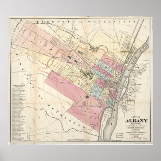 Vintage Karte von Albany NY (1874) Poster (Vorne)
