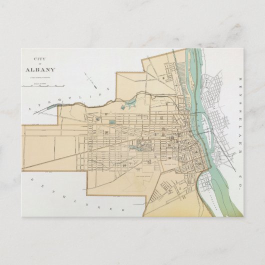 Vintage Karte von Albany NY (1895) (Vorderseite)