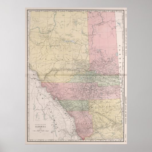 Vintage Karte von Alberta Canada (1912) Poster (Vorne)