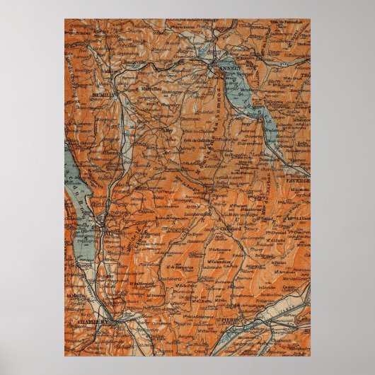 Vintage Karte von Annecy France (1914) Poster (Vorne)