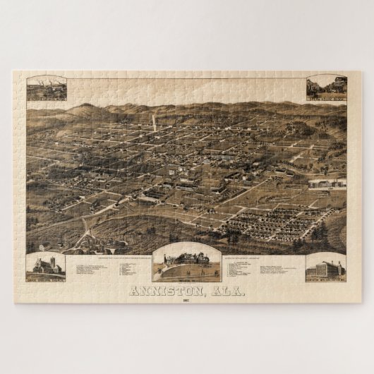 Vintage Karte von Anniston, Alabama (1887) Puzzle (Horizontal)