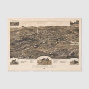 Vintage Karte von Anniston, Alabama (1887) Seidenpapier
