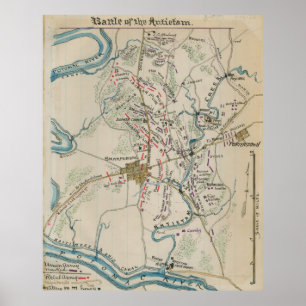 Vintage Karte von Antietam Schlachtfeld (1865) Poster