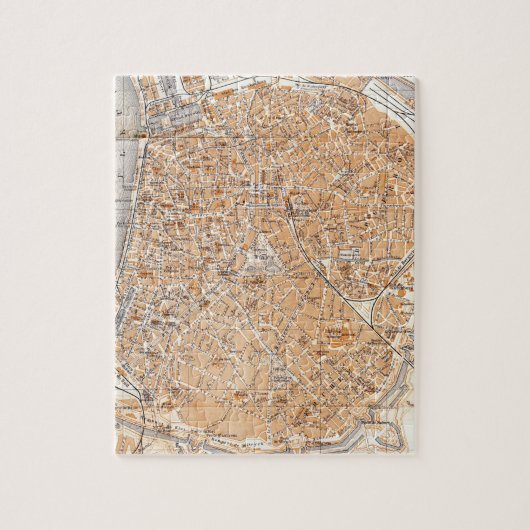 Vintage Karte von Antwerpen Belgien (1905) Puzzle (Vertikal)